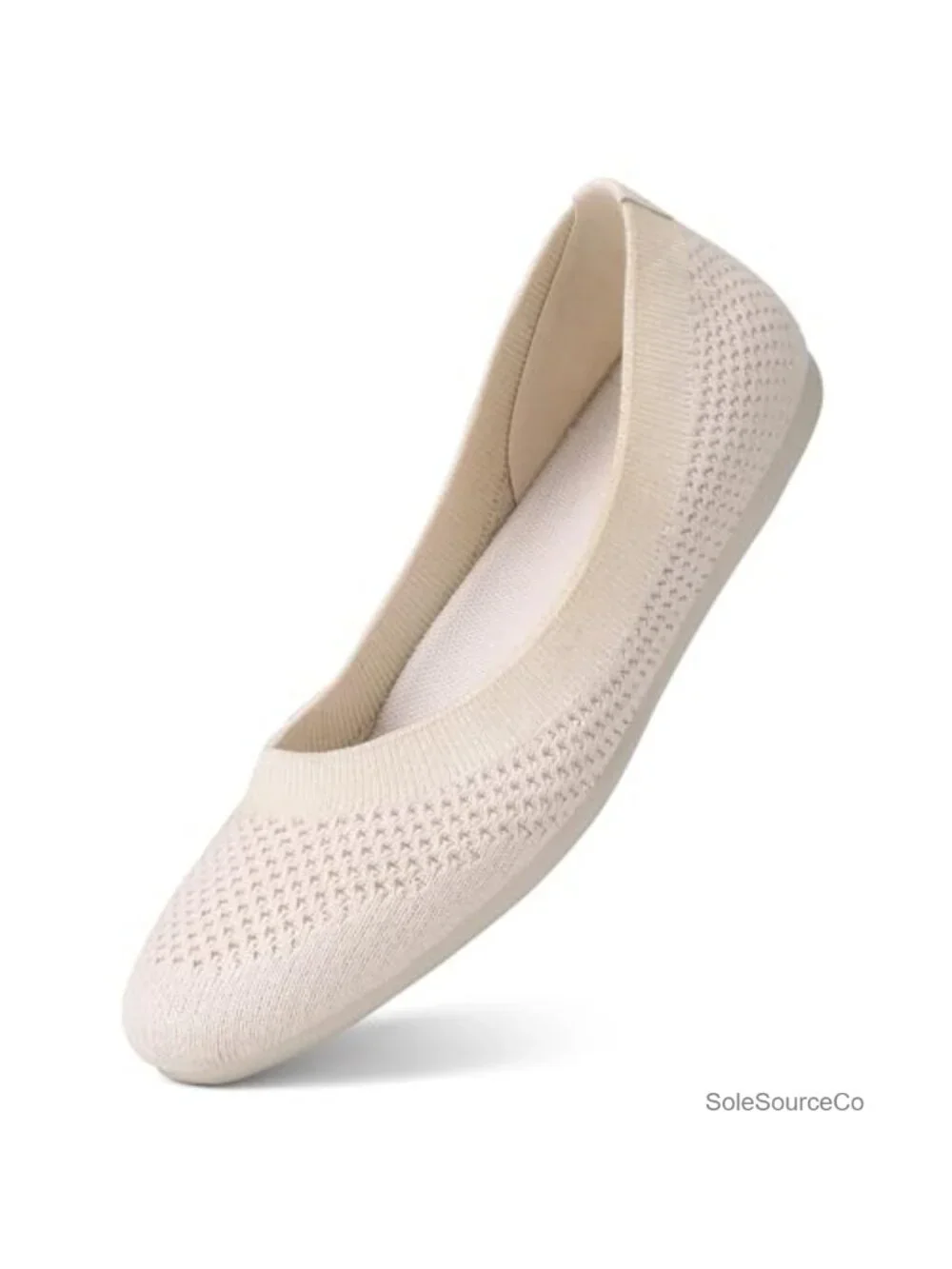 Women's Knitted Ballet Flats Round Toe Slip-On Comfort Shoes for Office Work